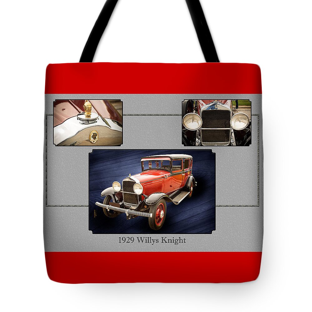 1929 Willys Knight Tote Bag featuring the photograph 1929 Willys Knight Vintage Classic Car Automobile Photographs Fi by M K Miller