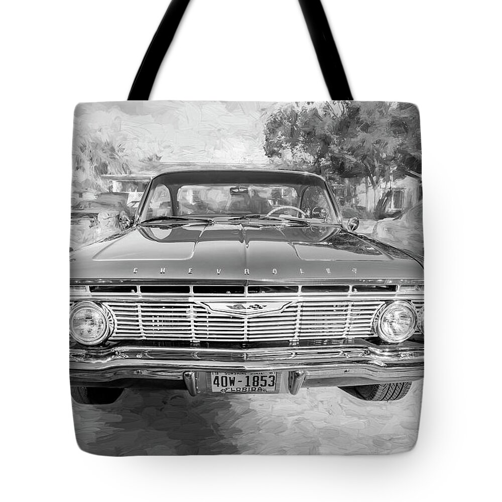 1961 Chevrolet Impala Tote Bag featuring the photograph 1961 Chevrolet Impala SS BW by Rich Franco
