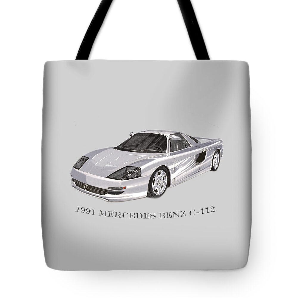 1991 Mercedes Benz C-112 Tee Shirt Art Tote Bag featuring the painting 1991 Mercedes Benz C 112 by Jack Pumphrey