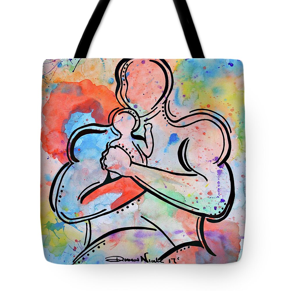  Tote Bag featuring the painting A Father's Love #1 by Diamin Nicole