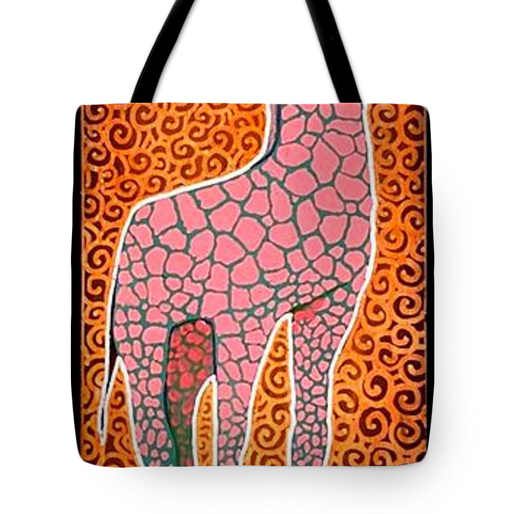 Giraffe Tote Bag featuring the painting A Giraffe of a Different Color #2 by Jim Harris