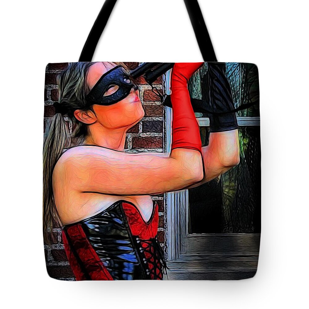 Harlequin Tote Bag featuring the photograph A Harlequin Moment #1 by Jon Volden