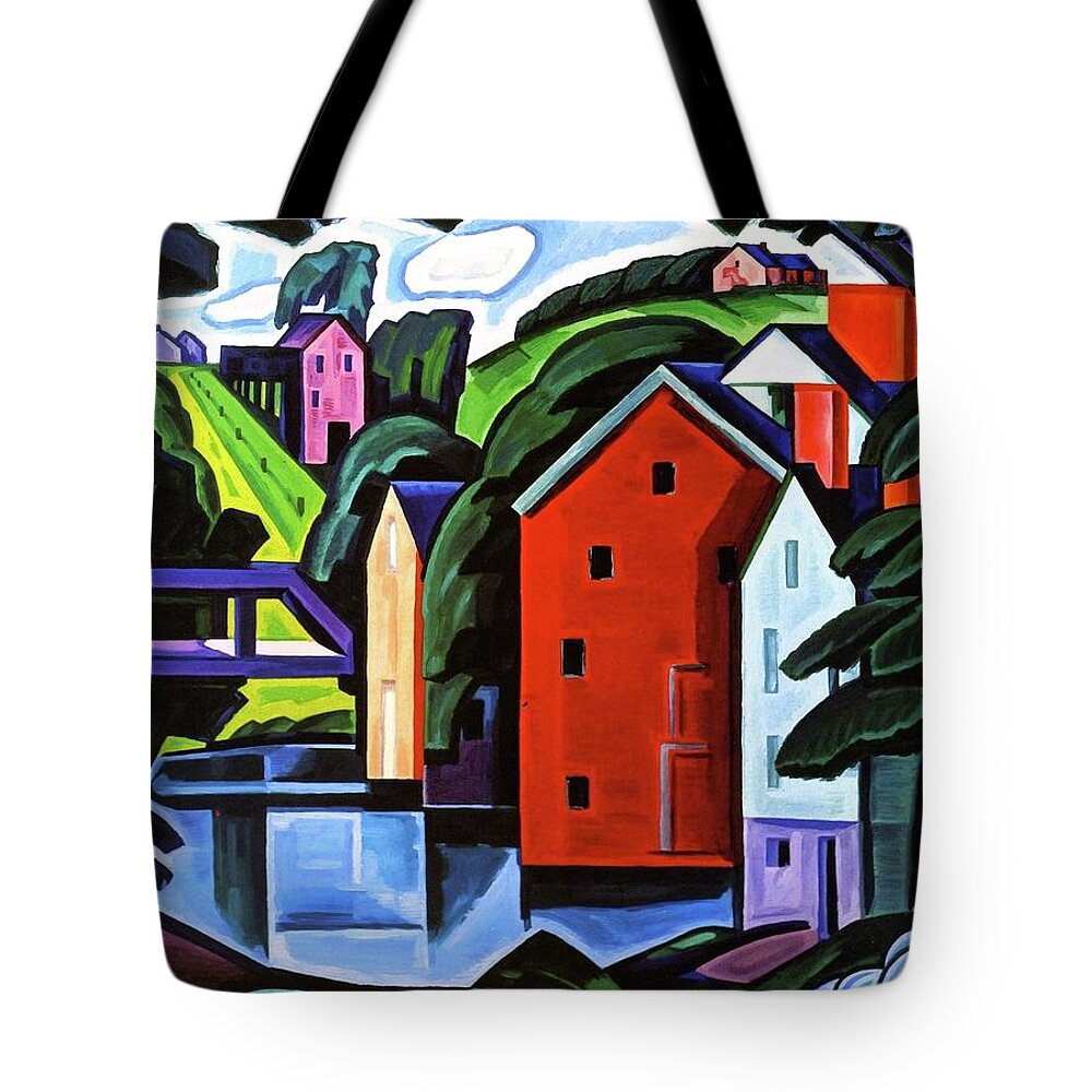Oscar Bluemner Tote Bag featuring the painting Abstract Landscape #1 by Oscar Bluemner