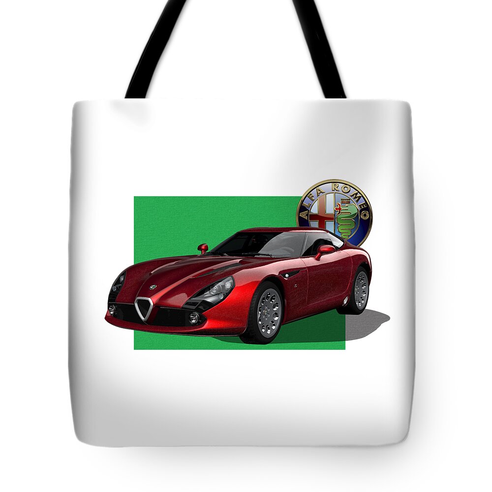 �alfa Romeo� By Serge Averbukh Tote Bag featuring the photograph Alfa Romeo Zagato T Z 3 Stradale with 3 D Badge by Serge Averbukh