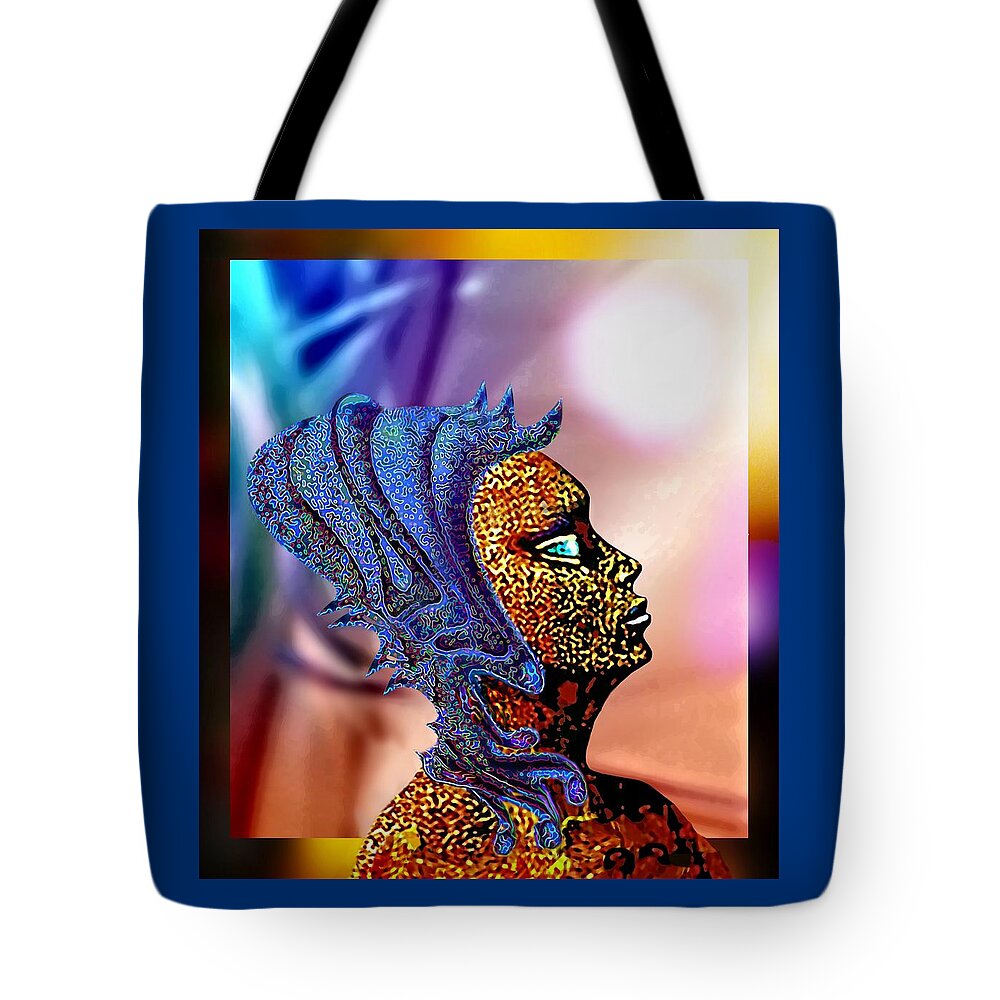 Portrait Tote Bag featuring the painting Alien Portrait #1 by Hartmut Jager