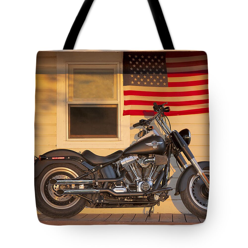 Harley Davidson Tote Bag featuring the photograph American Pride. Harley davidson by George Robinson