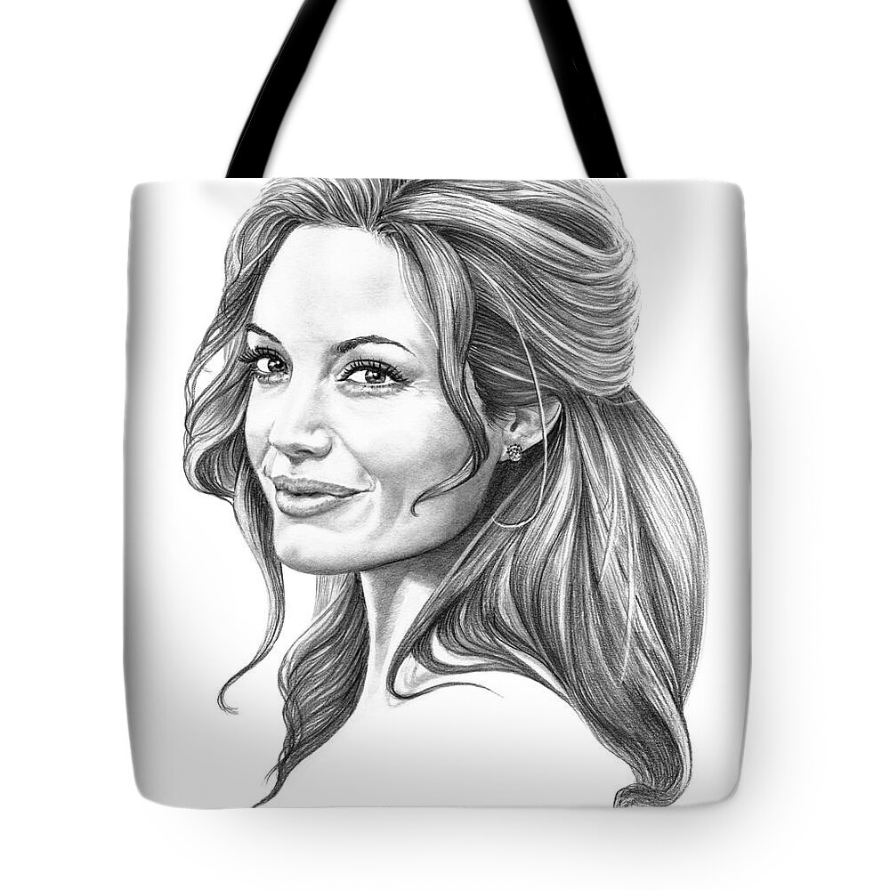 Angelina Jolie Tote Bag by Murphy Elliott - Murphy Art Elliott
