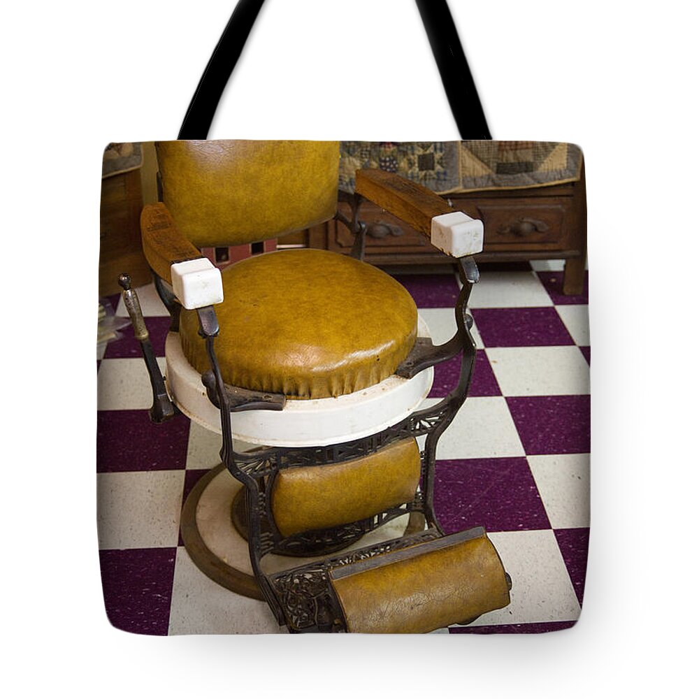 Antique Tote Bag featuring the photograph Antique Barber Chair 3 #1 by Douglas Barnett