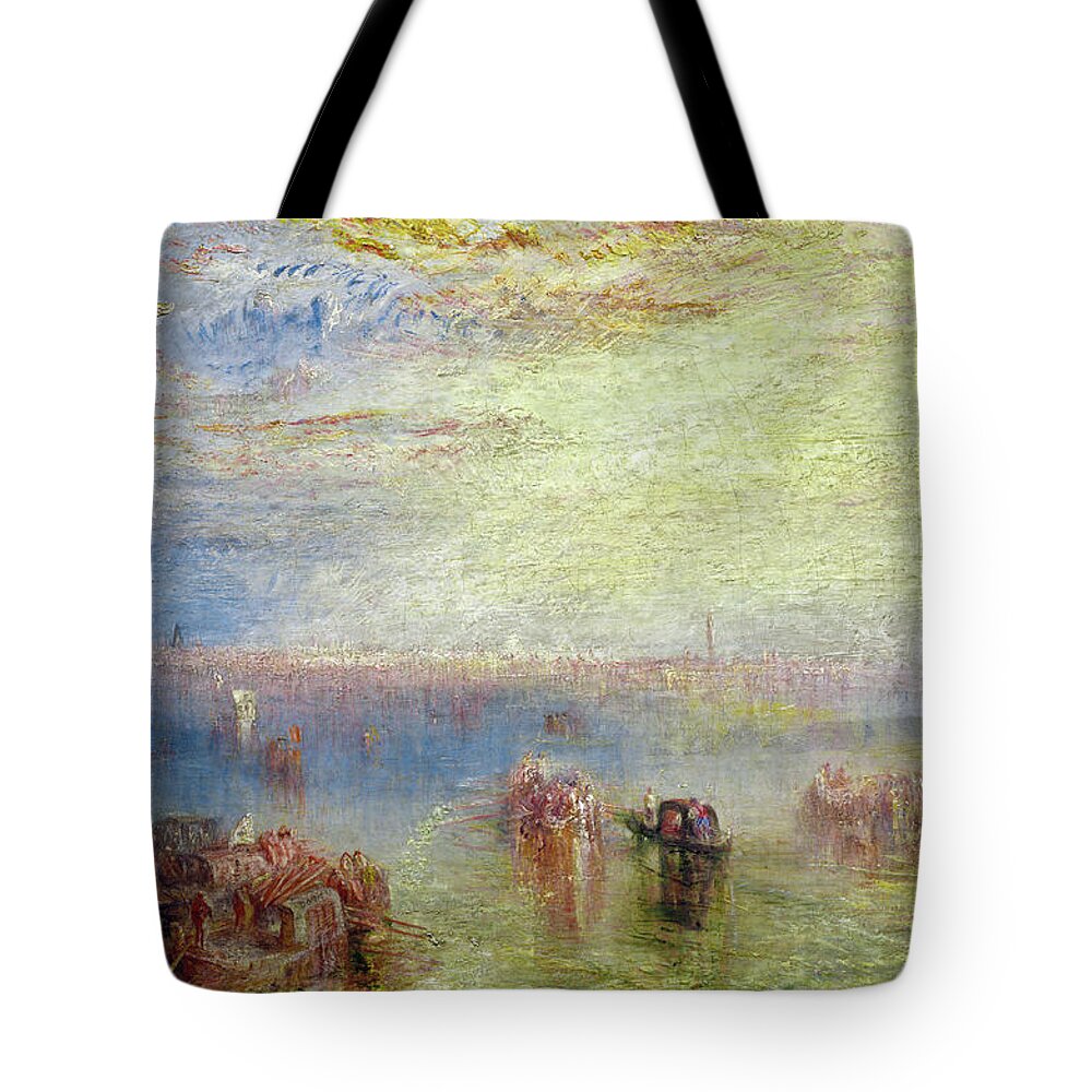 Joseph Mallord William Turner Tote Bag featuring the painting Approach to Venice #1 by Joseph Mallord William Turner