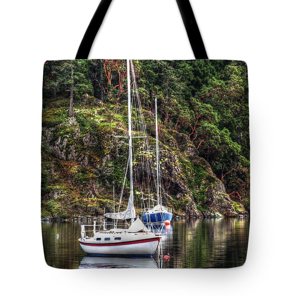 2010 Tote Bag featuring the photograph At Anchor #1 by Randy Hall
