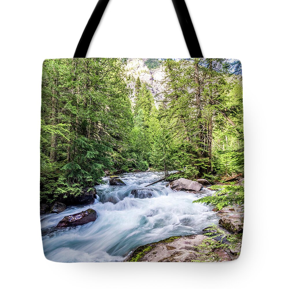 Avalanche Creek Tote Bag featuring the photograph Avalanche Creek Glacier National Park by Donald Pash