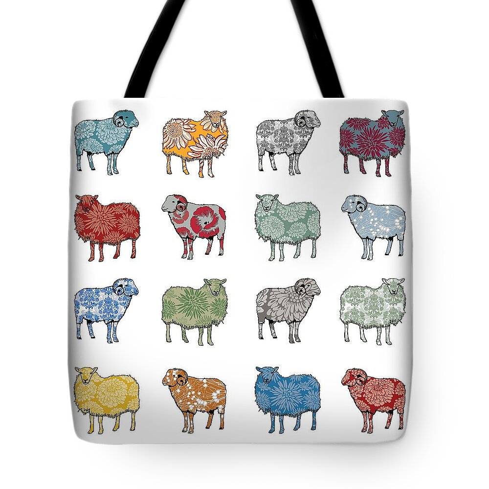 Sheep Tote Bag featuring the digital art Baa Humbug by Sarah Hough