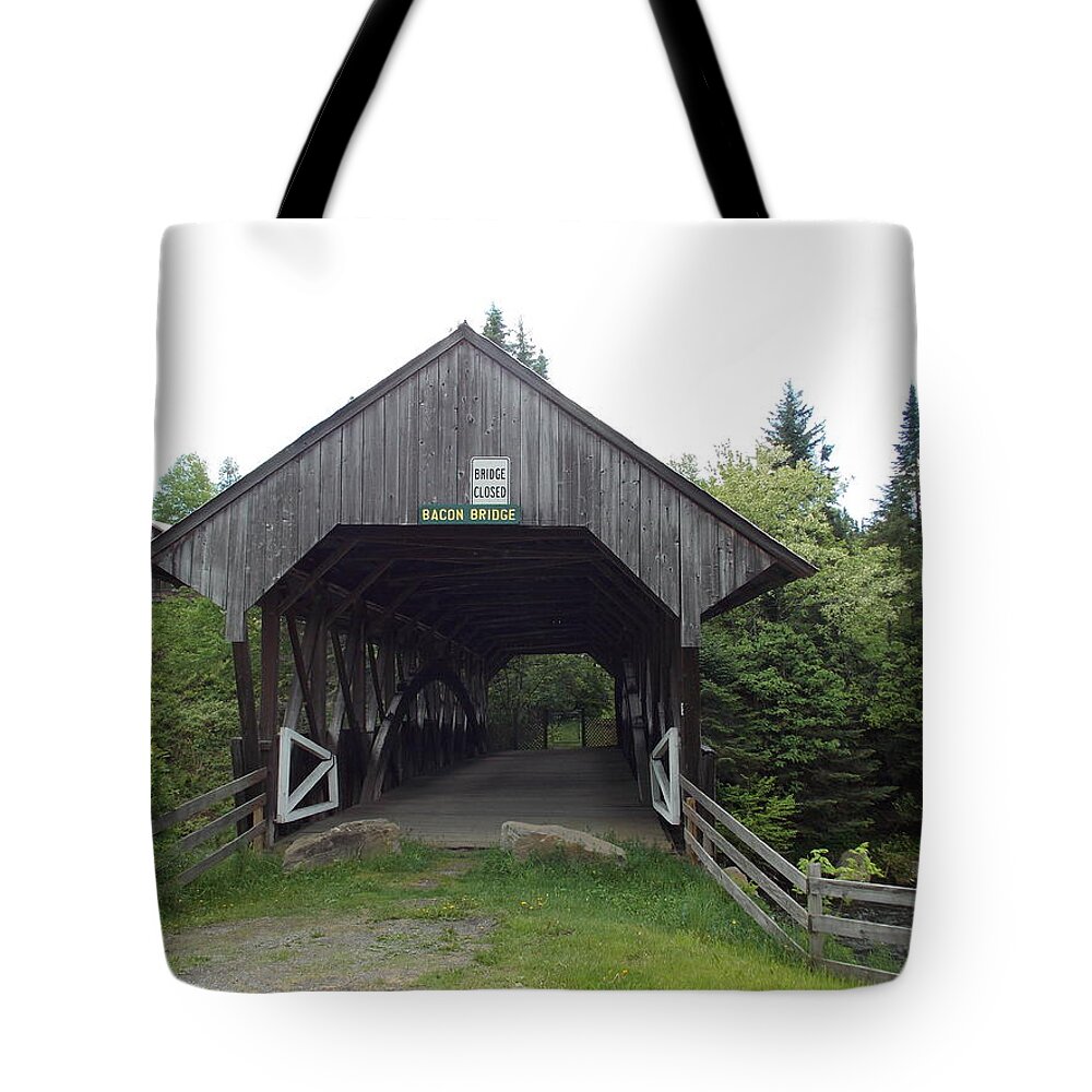 Bacon Bridge Tote Bag featuring the photograph Bacon Covered Bridge #2 by Catherine Gagne