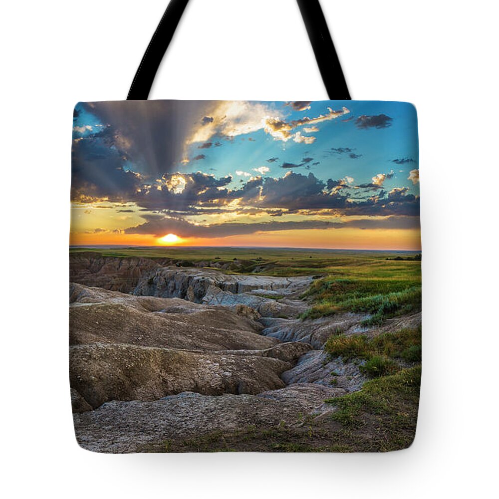 Badlands National Park Tote Bag featuring the photograph Badlands Pinnacles Overlook 1 #1 by Donald Pash