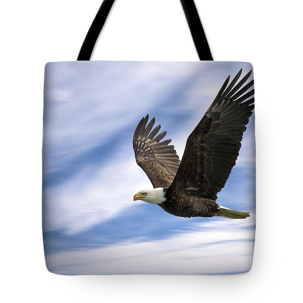 Wildlife Tote Bag featuring the photograph Bald Eagle - 365-12 by Inge Riis McDonald