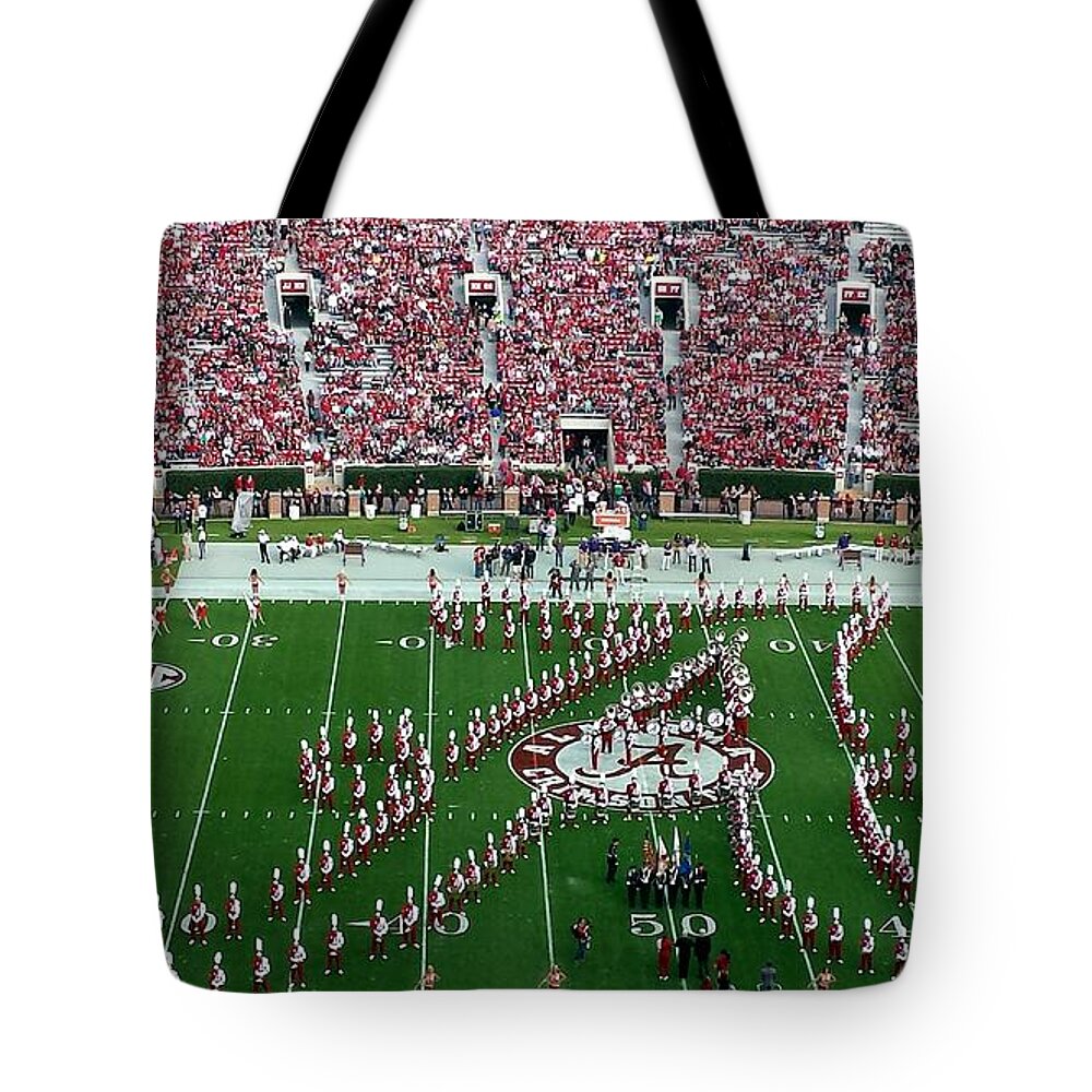 Gameday Tote Bag featuring the photograph Bama Script A #1 by Kenny Glover