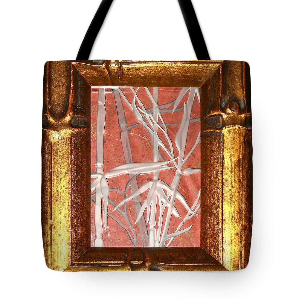 Red Tote Bag featuring the glass art Golden Bamboo by Alone Larsen