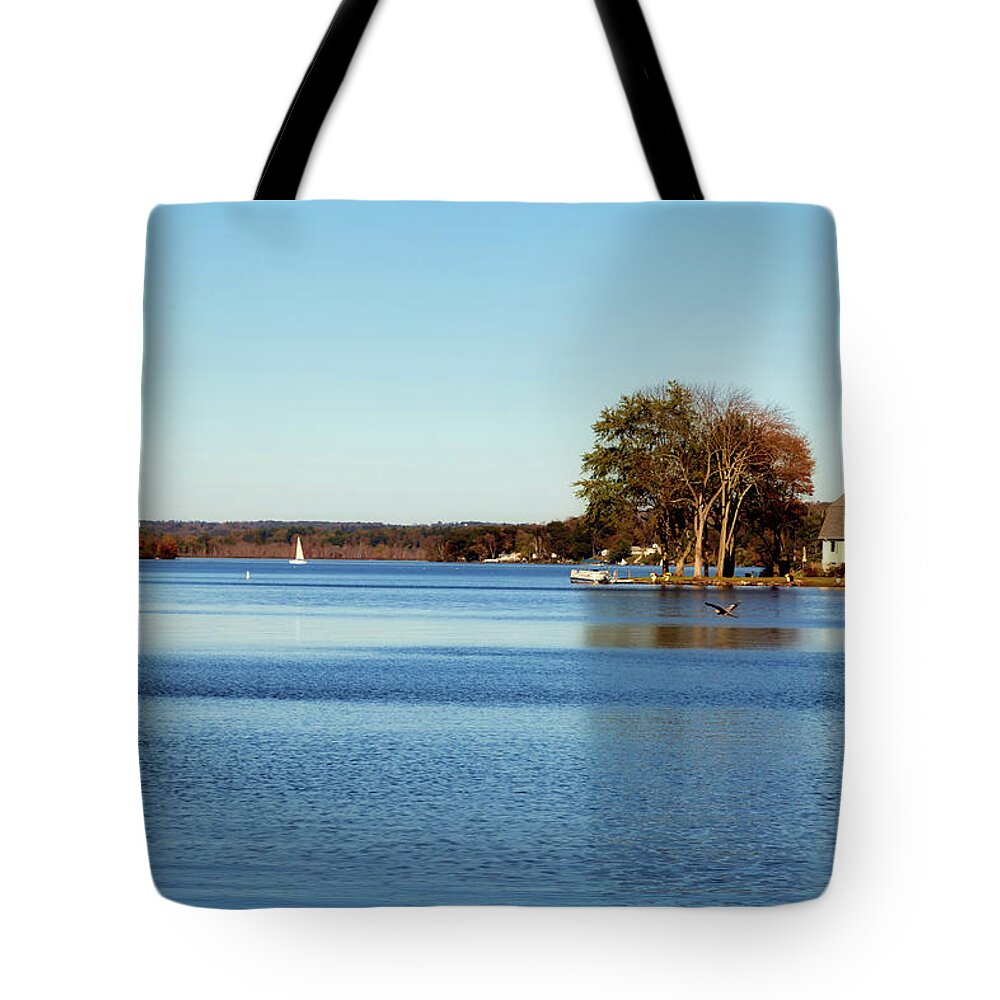 Bantam Lake Tote Bag featuring the photograph Bantam Lake in Autumn #1 by Mountain Dreams