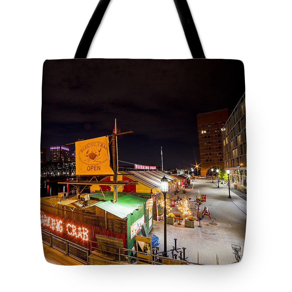 Boston Tote Bag featuring the photograph Barking Crab Boston MA #2 by Toby McGuire
