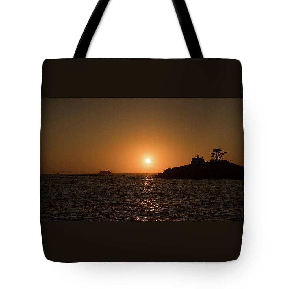 California Tote Bag featuring the photograph Battery Point Lighthouse Sunset Crescent City California #1 by Lawrence S Richardson Jr
