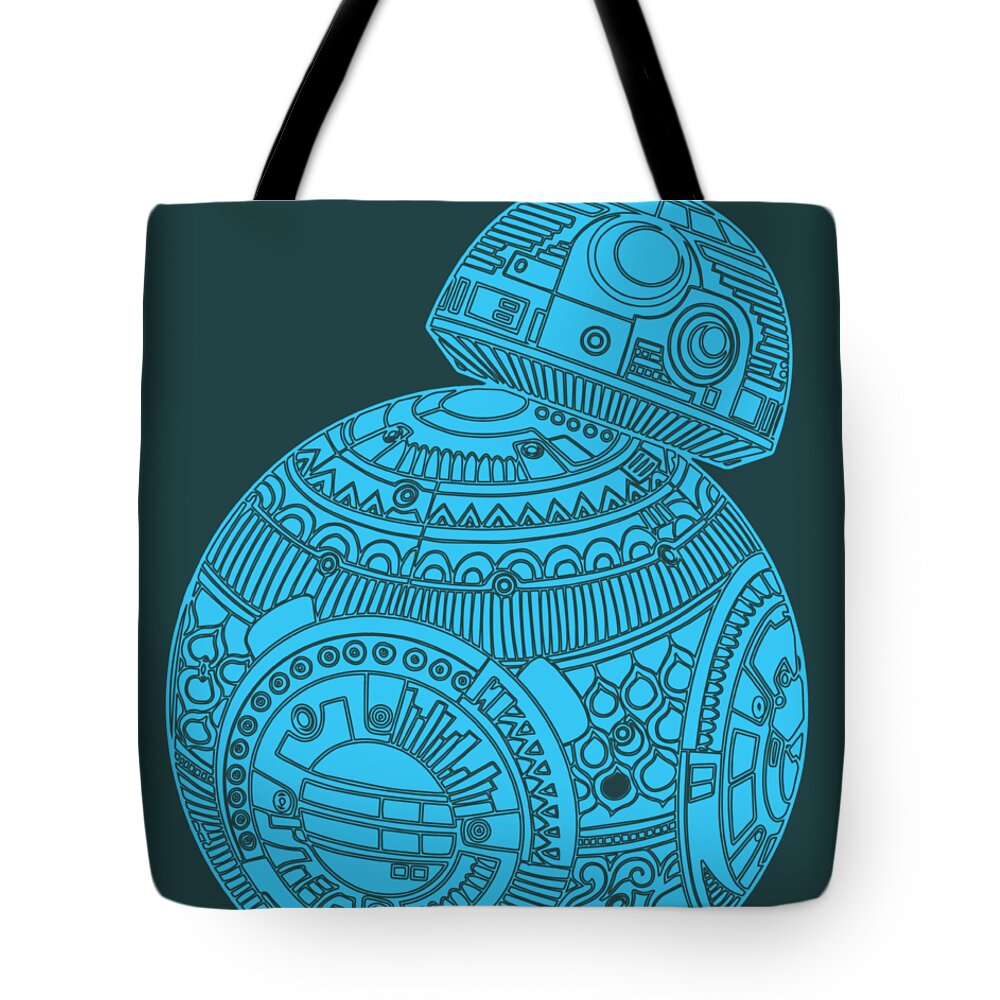 Bb8 Tote Bag featuring the mixed media BB8 DROID - Star Wars Art, Blue by Studio Grafiikka