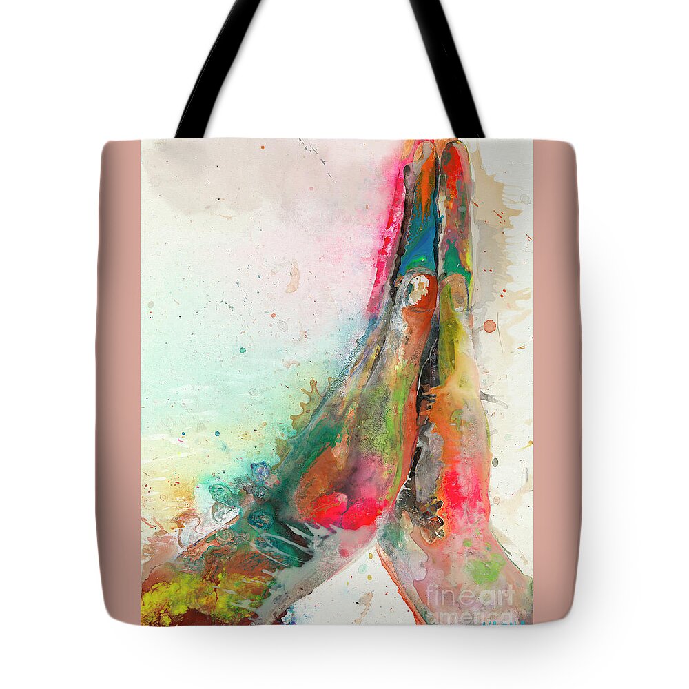 Hands Tote Bag featuring the painting Be Kind #1 by Kasha Ritter