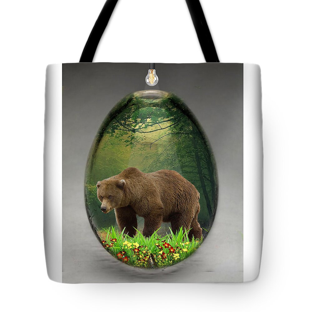 Bear Tote Bag featuring the mixed media Bear Art #1 by Marvin Blaine