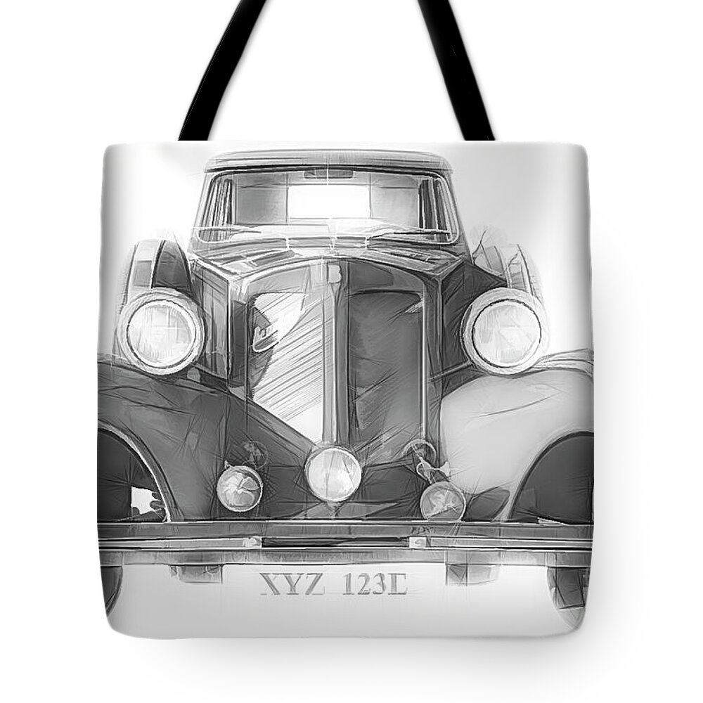 Beauford Tote Bag featuring the mixed media Beauford Classic Car #1 by Linsey Williams