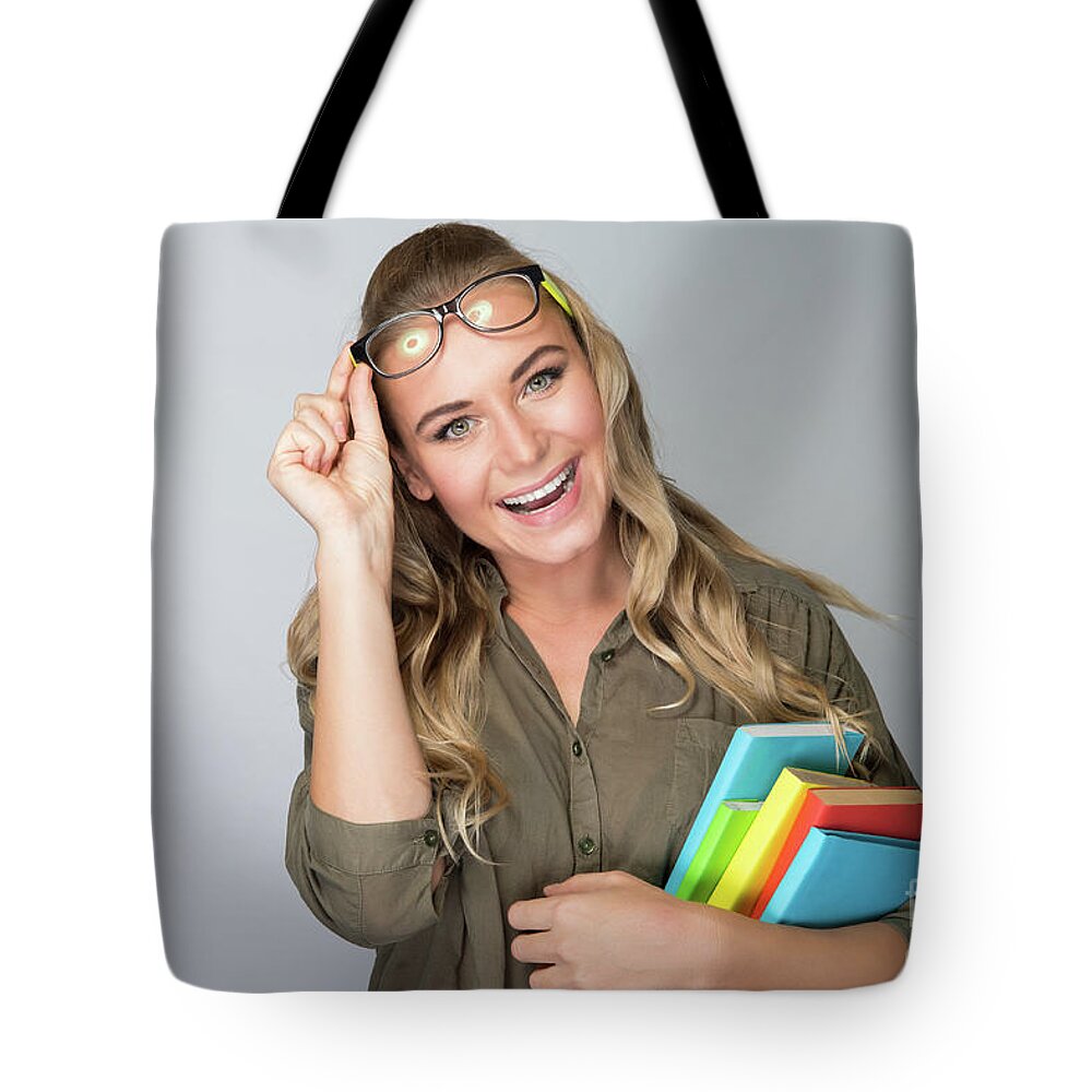 Beautiful Tote Bag featuring the photograph Beautiful student girl #1 by Anna Om