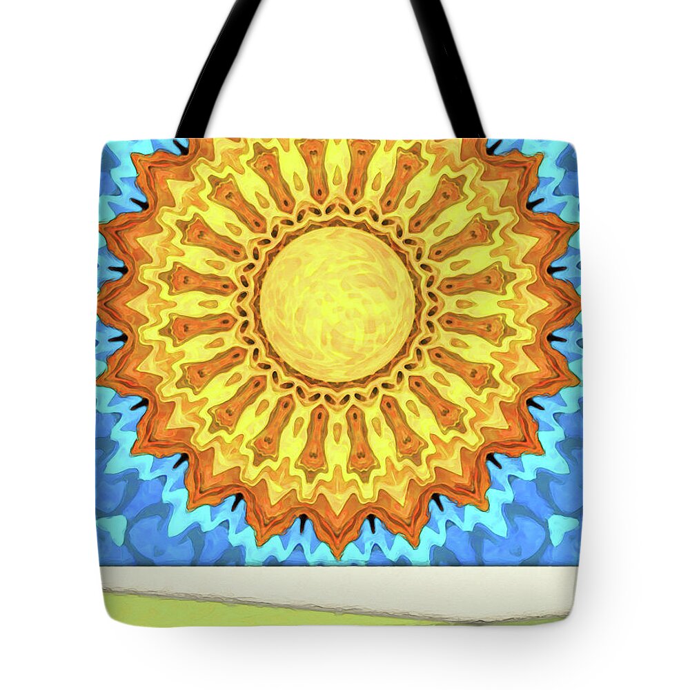 Summer Tote Bag featuring the digital art Big Sun In A Blue Sky #1 by Phil Perkins