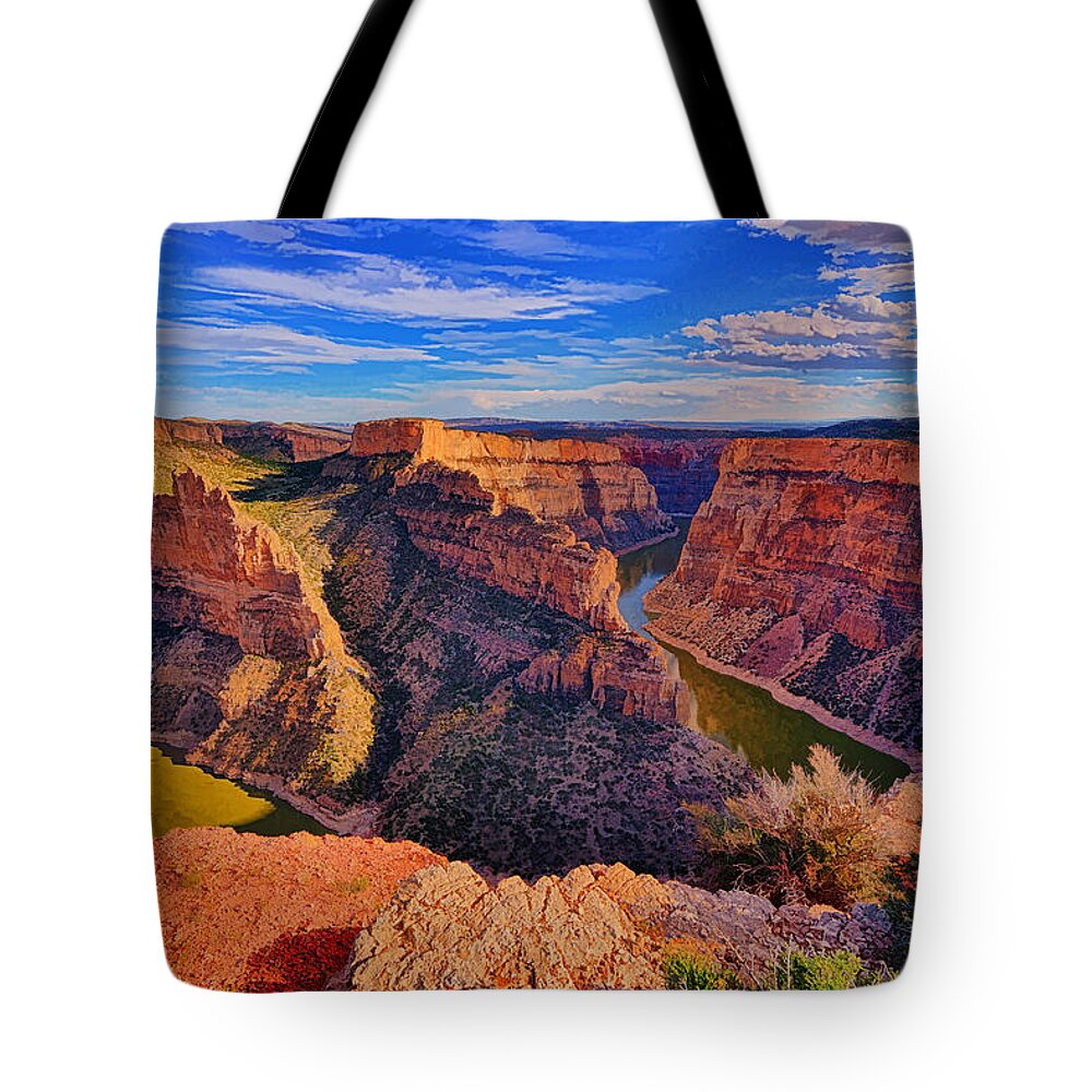 Bighorn Canyon Tote Bag featuring the photograph Bighorn Canyon #1 by Greg Norrell