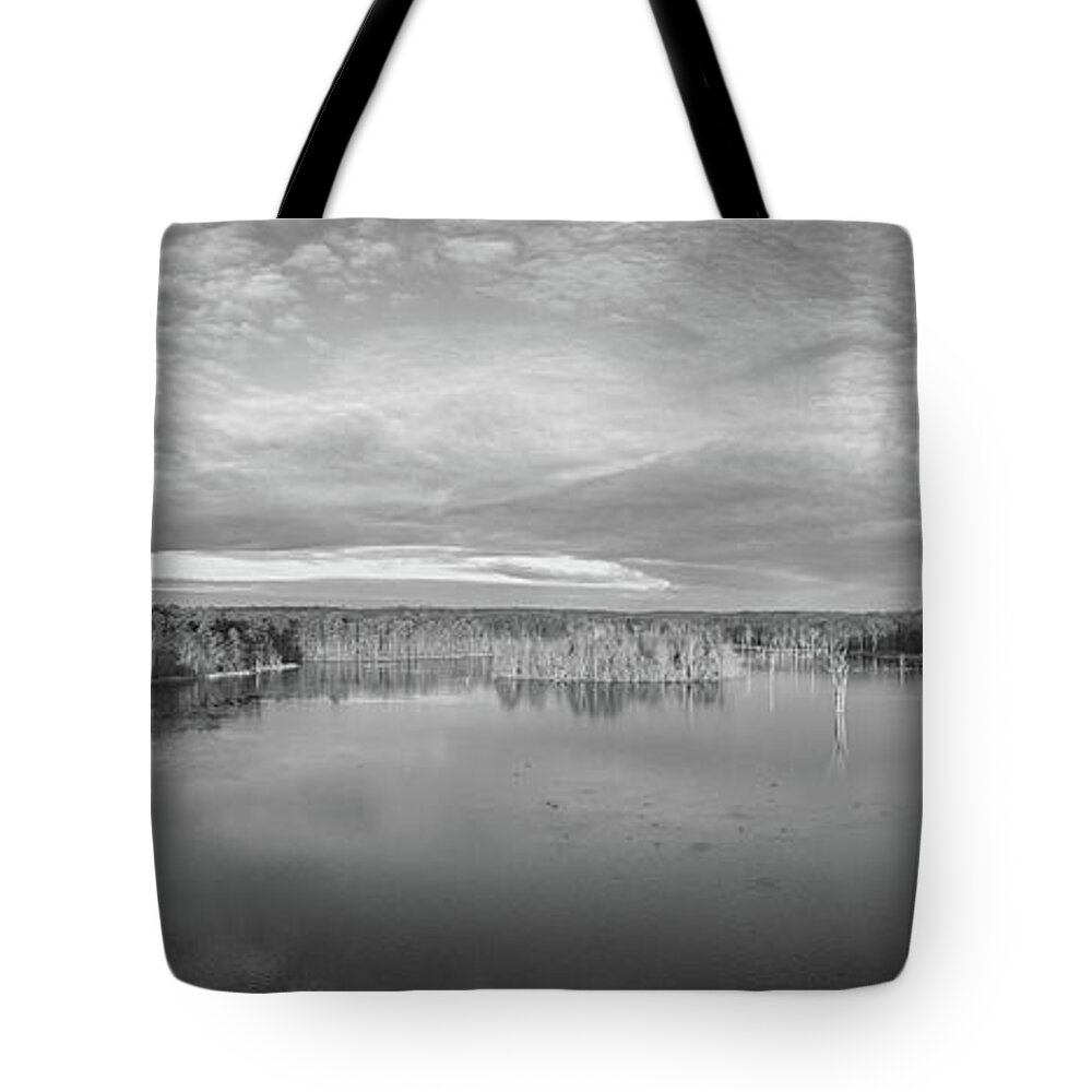 Birds Eye View Tote Bag featuring the photograph Birds Eye View at Manasquan Reservoir #1 by Michael Ver Sprill