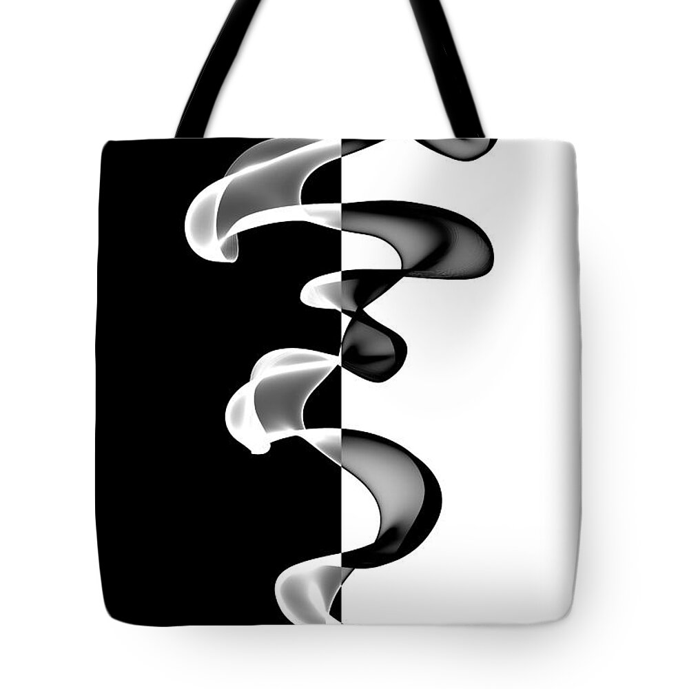 Abstract Tote Bag featuring the digital art Black and White #1 by Ann Garrett