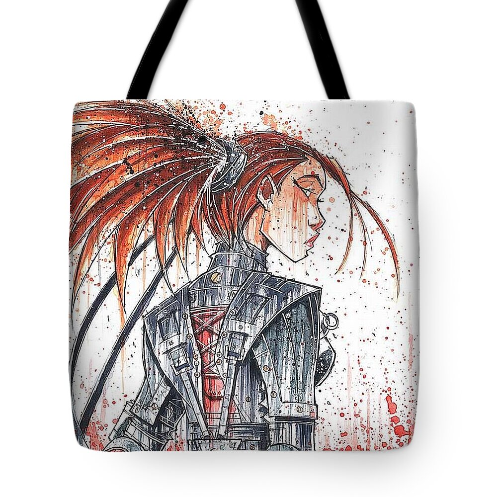 Black Widow Tote Bag featuring the digital art Black Widow #1 by Super Lovely