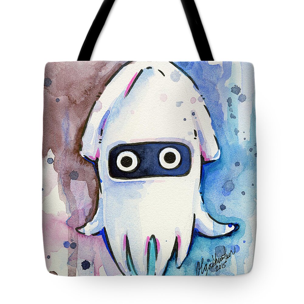 Video Game Tote Bag featuring the painting Blooper Watercolor by Olga Shvartsur