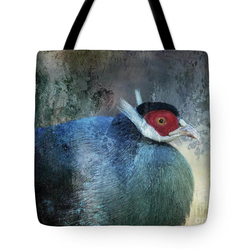 Blue-eared Pheasant Tote Bag featuring the photograph Blue-Eared Pheasant #2 by Eva Lechner