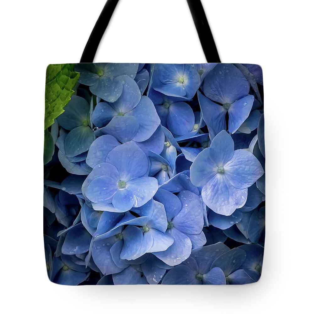 Flower Tote Bag featuring the digital art Blue Hydrangea #1 by Ed Stines