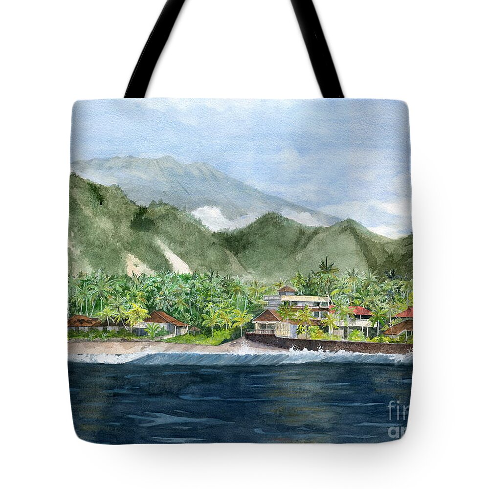 Blue Lagoon Tote Bag featuring the painting Blue Lagoon Bali Indonesia #1 by Melly Terpening