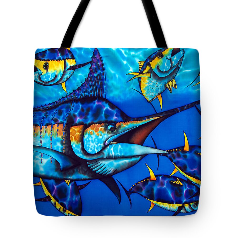  Yellowfin Tuna Tote Bag featuring the painting Blue Marlin by Daniel Jean-Baptiste