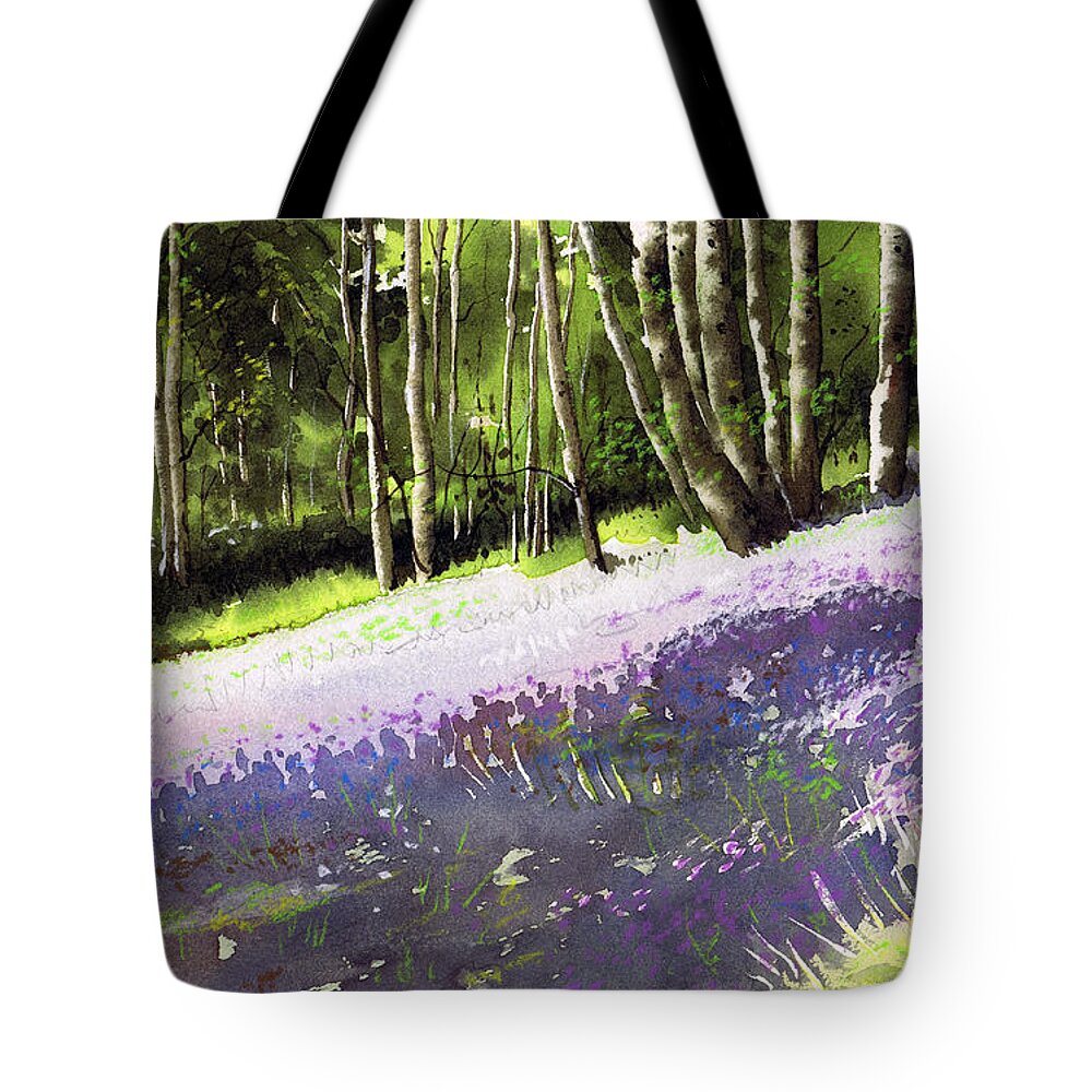 Wood Tote Bag featuring the painting Bluebell wood by Paul Dene Marlor