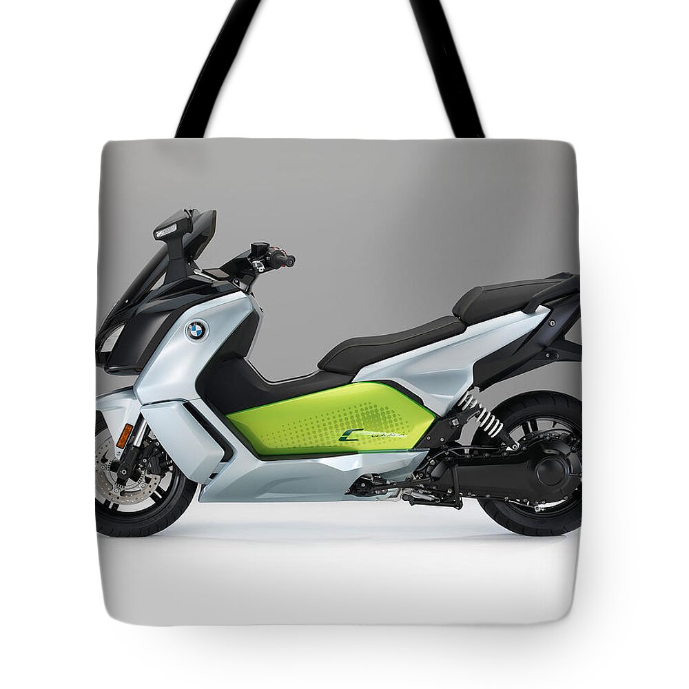 Bmw C Evolution Tote Bag featuring the photograph BMW C Evolution #1 by Mariel Mcmeeking
