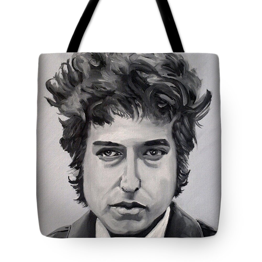 Fine Art Tote Bag featuring the painting Bob Dylan by Mary Capriole