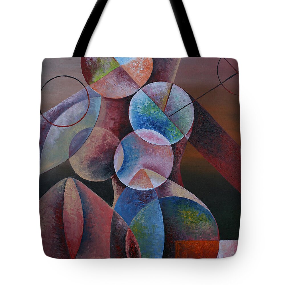 Body Parts 2 Tote Bag featuring the painting Body Parts 2 by Obi-Tabot Tabe