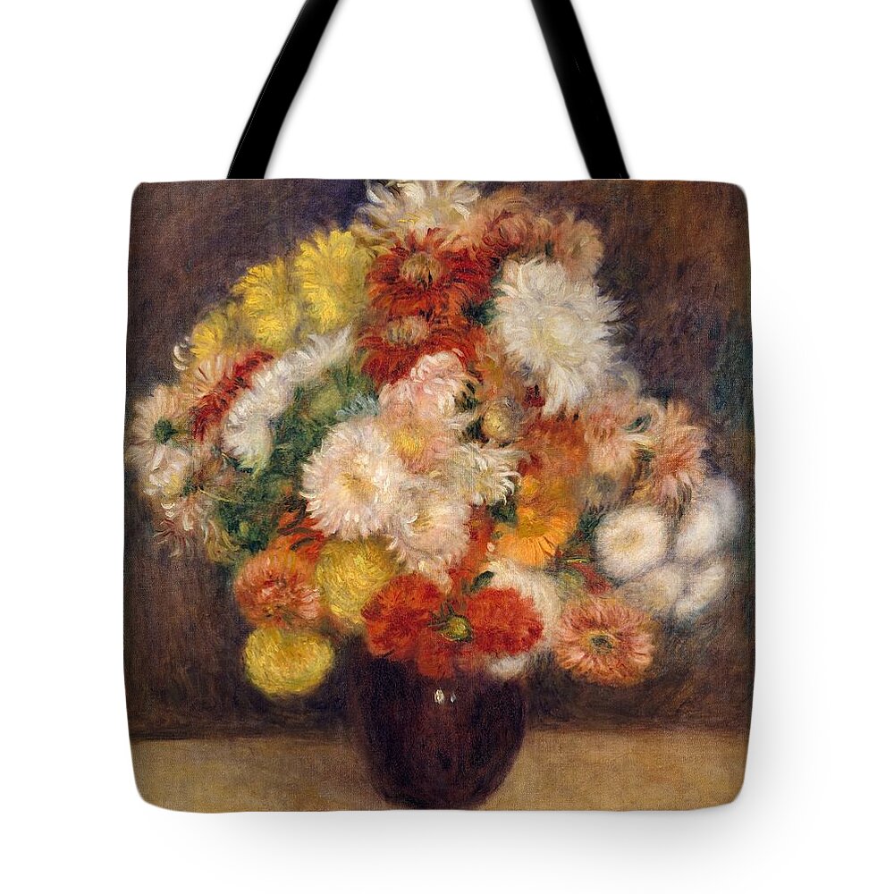 Bouquet Of Chrysanthemums Tote Bag featuring the painting Bouquet of Chrysanthemums #1 by Celestial Images