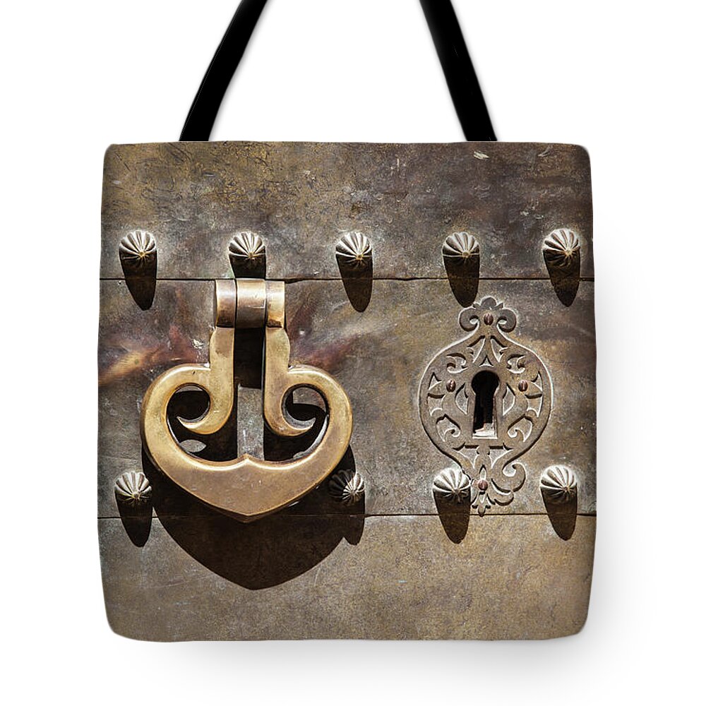 David Letts Tote Bag featuring the photograph Brass Door Knocker by David Letts