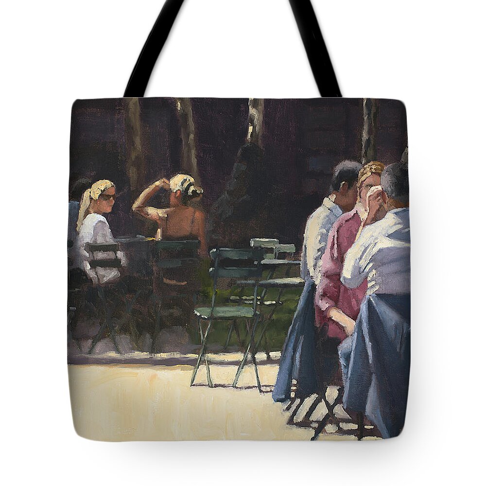 People Tote Bag featuring the painting Break Time #2 by Tate Hamilton