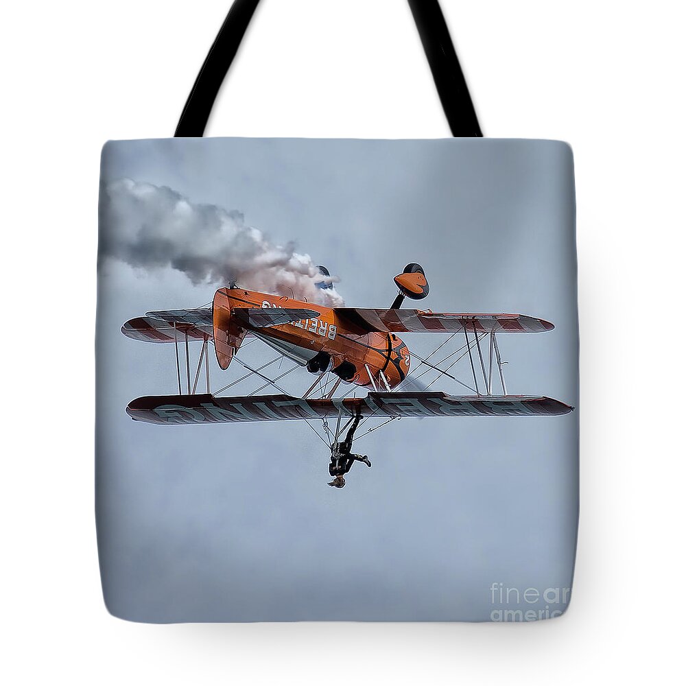 Boeing Stearman Biplanes Tote Bag featuring the photograph Breitling Wing Walker by Smart Aviation