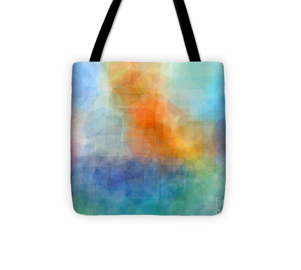 Abstract Cubist Interpretation I-art.com Tote Bag featuring the painting Abstrac Cubist Interpretation Of Wild Sails Painting Available As A Large Stretched Canvas Art by Mary Cahalan Lee - aka PIXI
