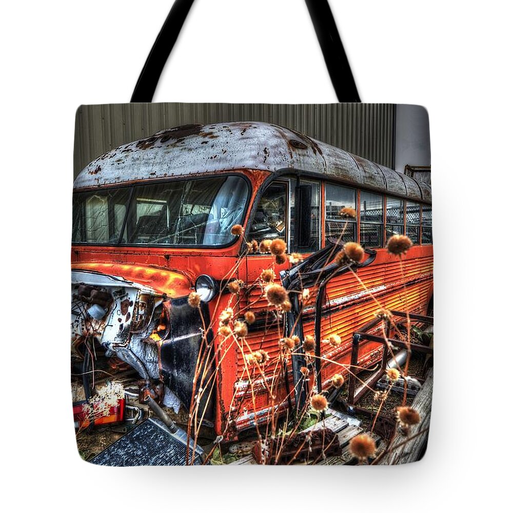 Salvage Yard Tote Bag featuring the photograph Bus Ride #1 by Craig Incardone