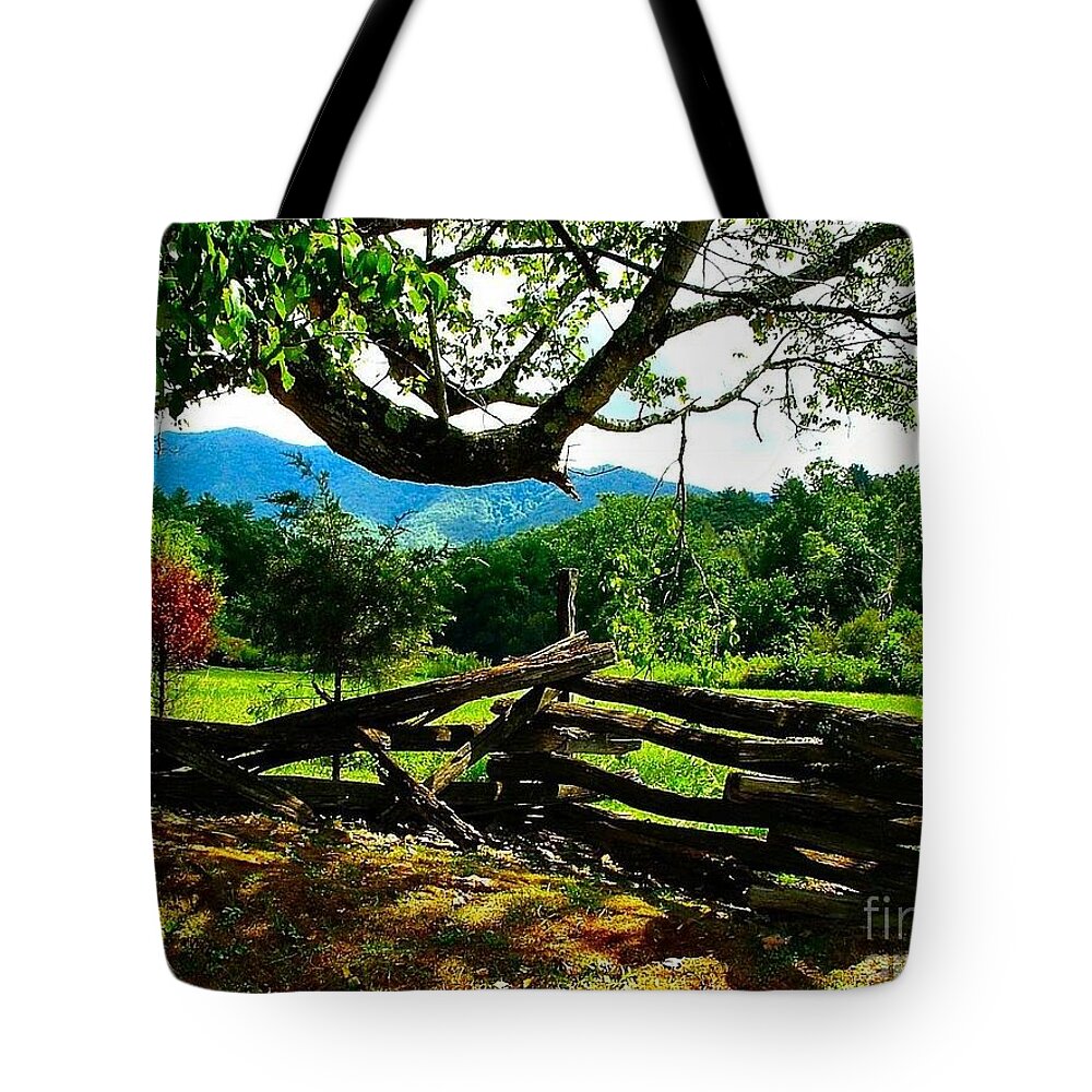 Cade's Cove Tote Bag featuring the photograph Cade's Cove Split Rail by Julie Dant